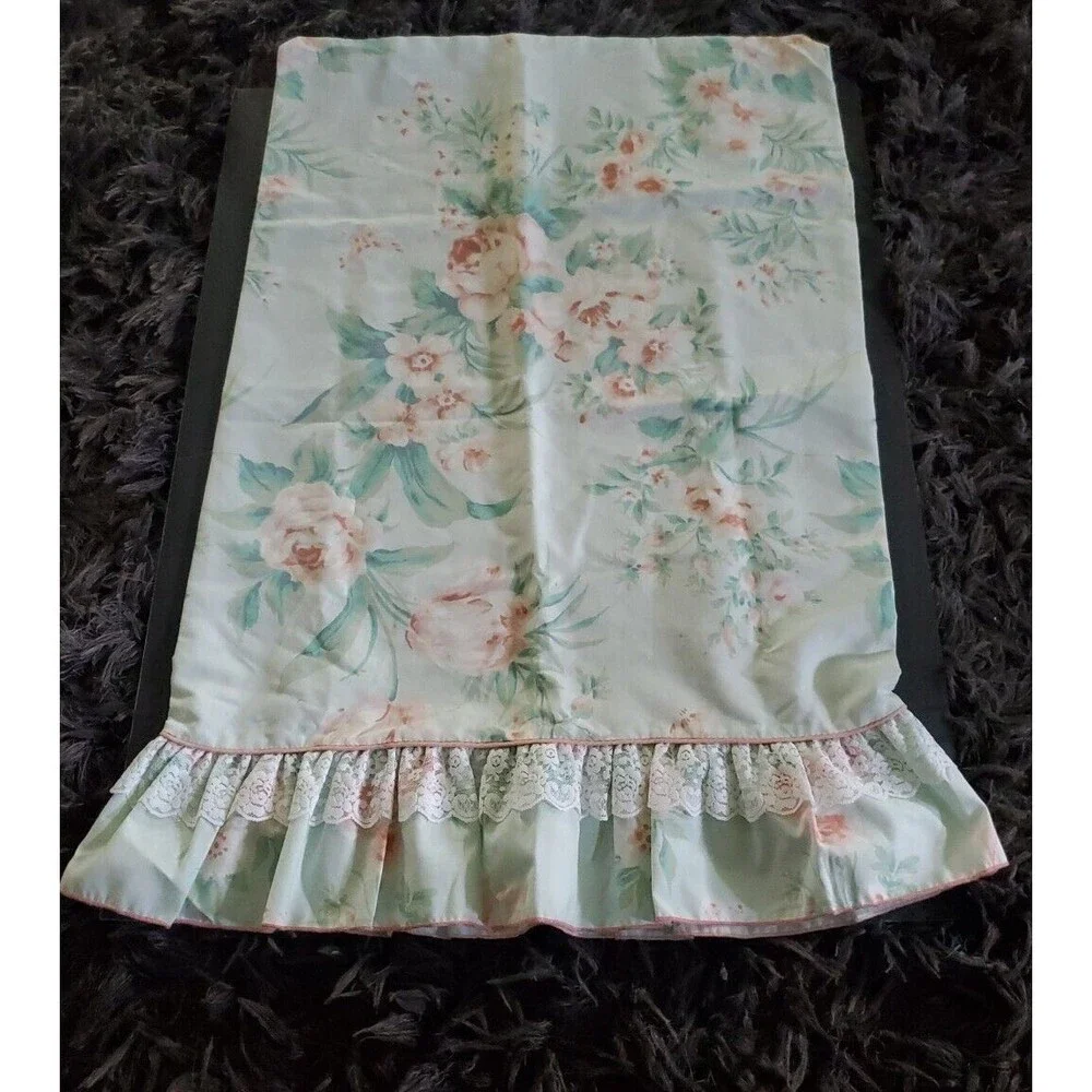 Vtg Utica Twin 2 Fitted 2 Flat 2 Pillow Cases Floral Cottage Core Sheet Set